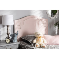 Baxton Studio BBT6563-Light Pink-HB-Twin Aubrey Modern and Contemporary Light Pink Velvet Fabric Upholstered Twin Size Headboard